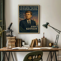 JFK Inspirational Patriotic Poster: Vintage Presidential Art
