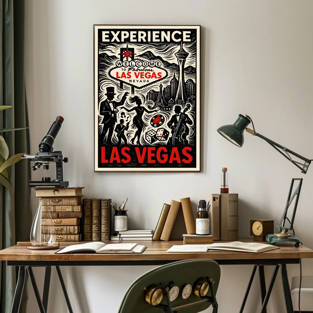 Las Vegas Poster Vibrant Neon Nightlife Wall Decor Fans