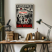 Las Vegas Poster Vibrant Neon Nightlife Wall Decor Fans