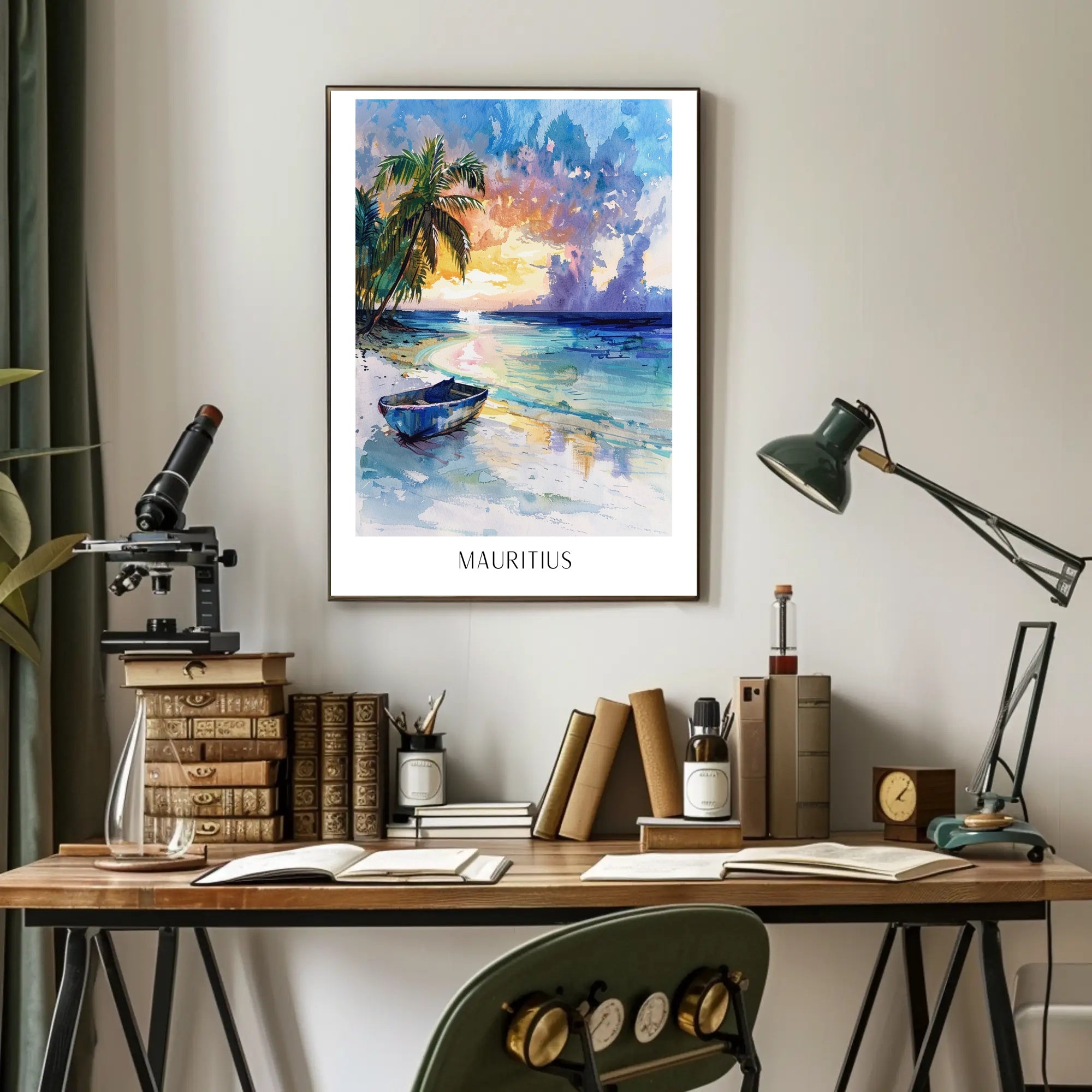 Mauritius Sunset Beach Travel Poster PosterGoat