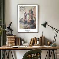Tower Bridge London Watercolor Urban or Cityscape Poster PosterGoat