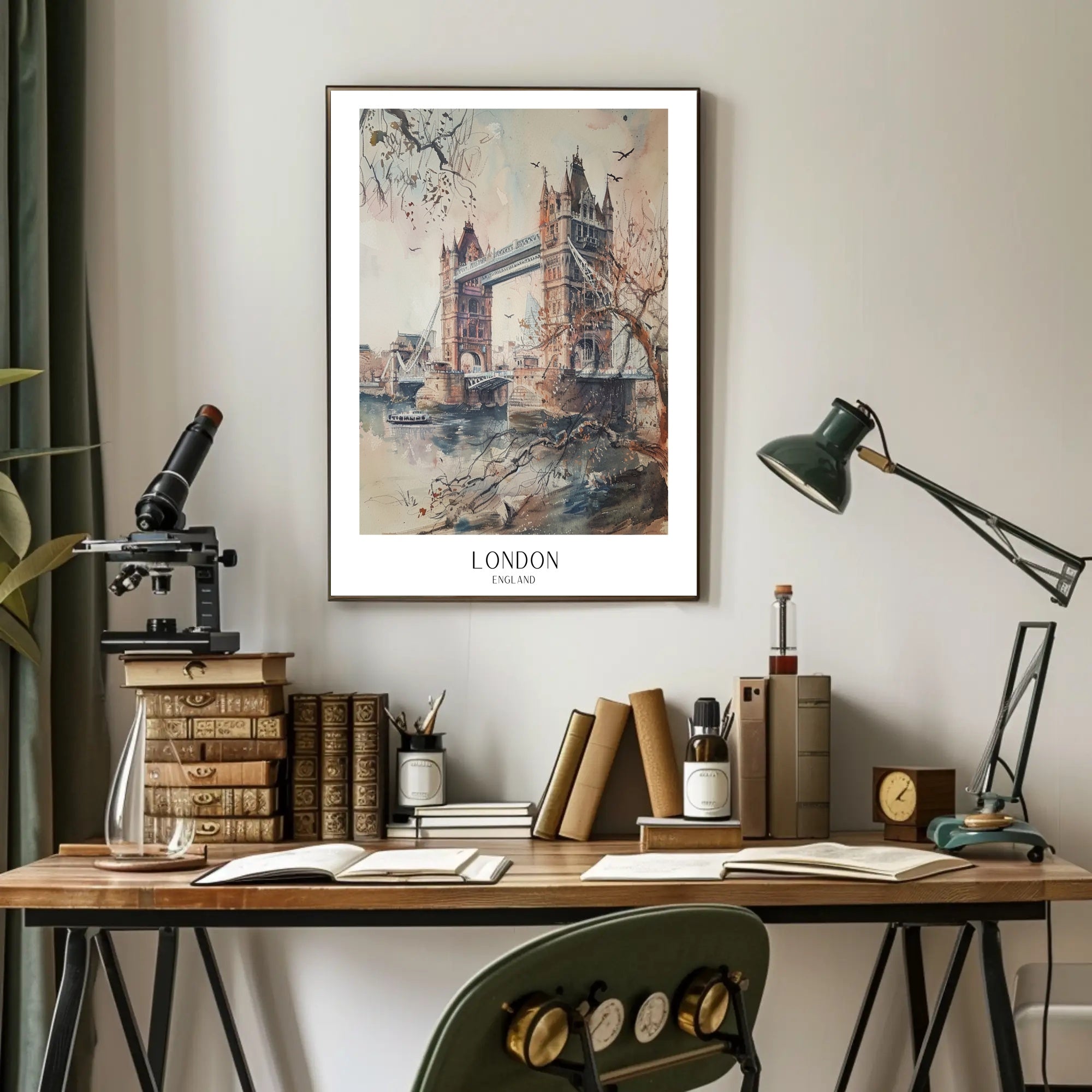 Tower Bridge London Watercolor Urban or Cityscape Poster PosterGoat