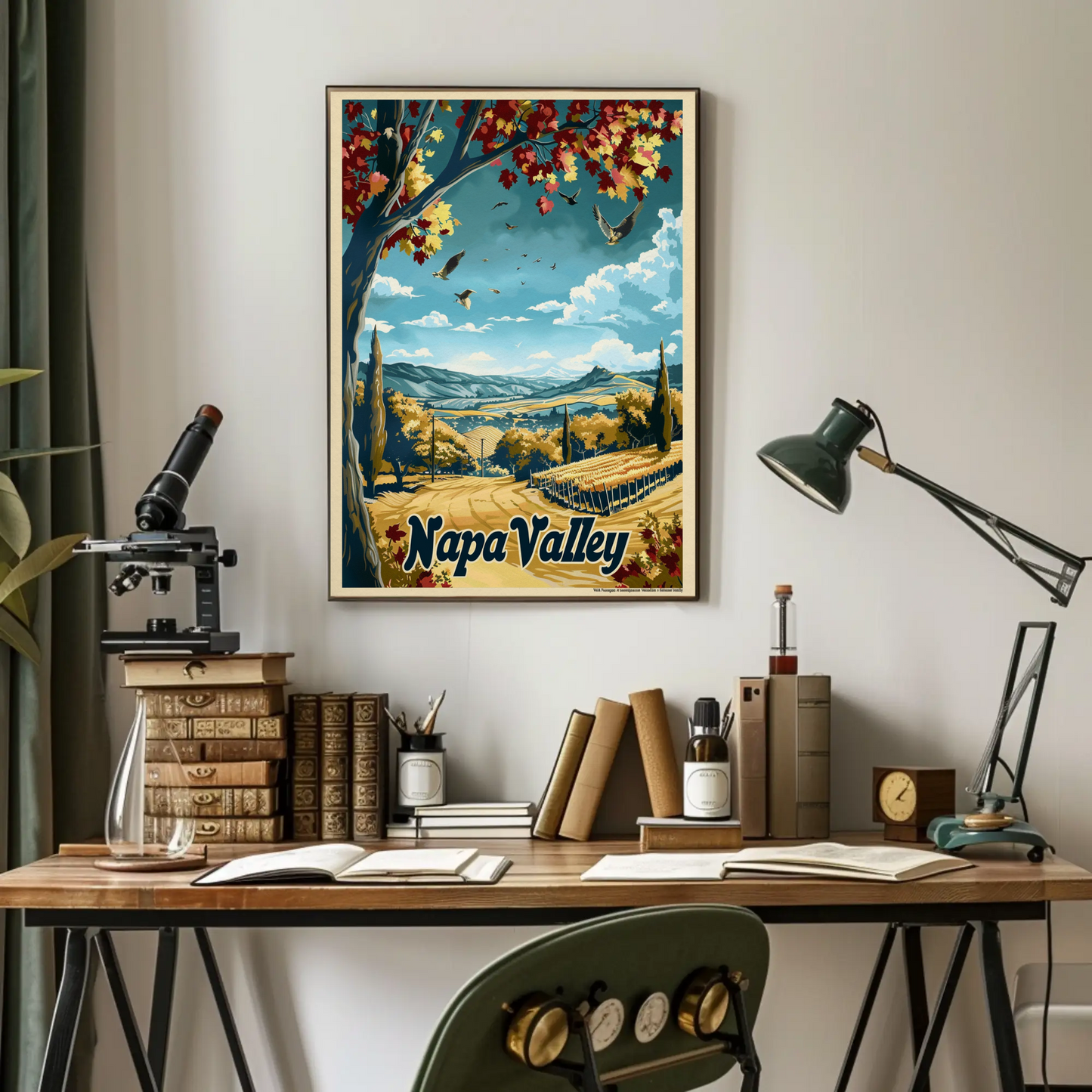 Napa Valley Fall Vineyard Landscape Travel Poster