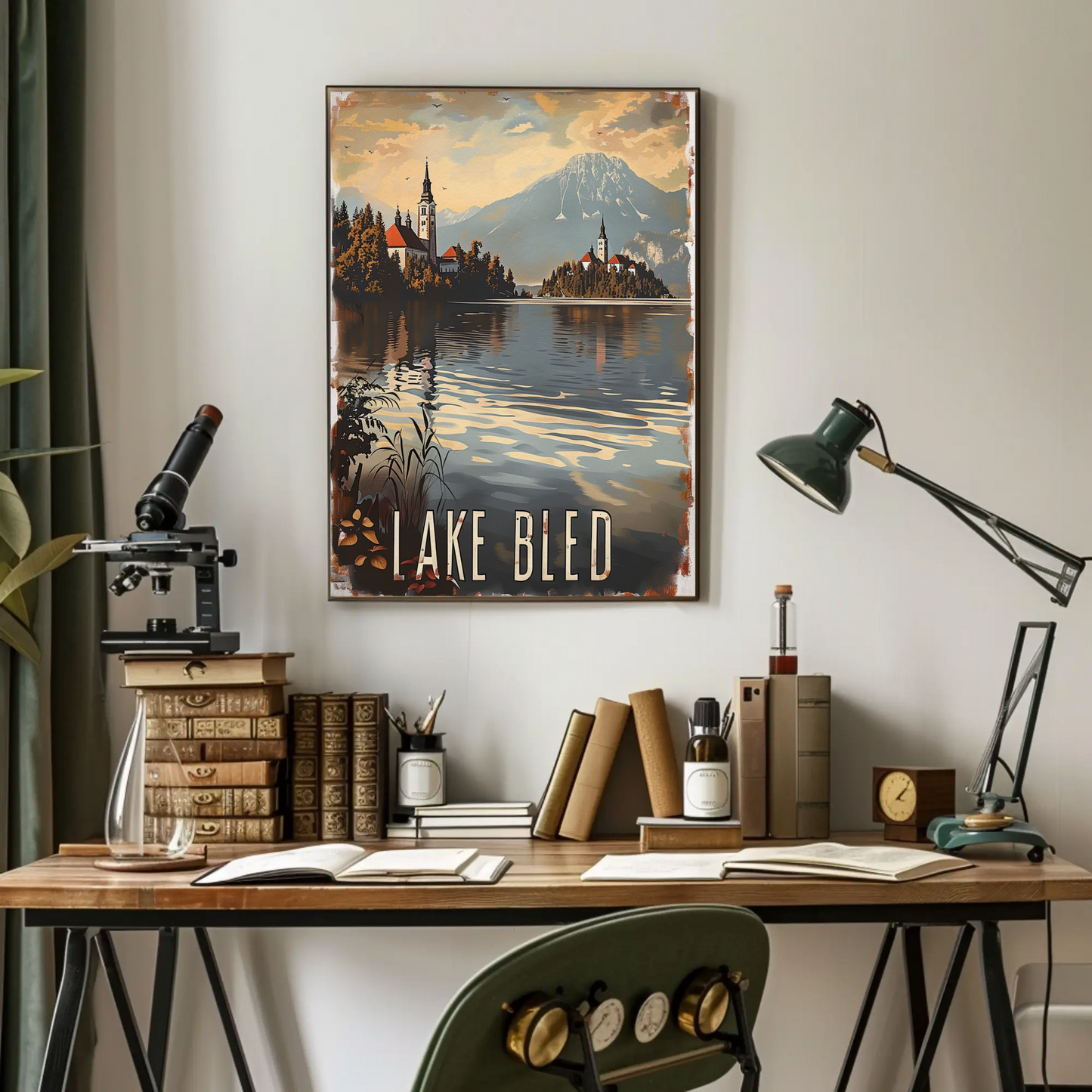 Lake Bled Island Church Reflection Travel Poster