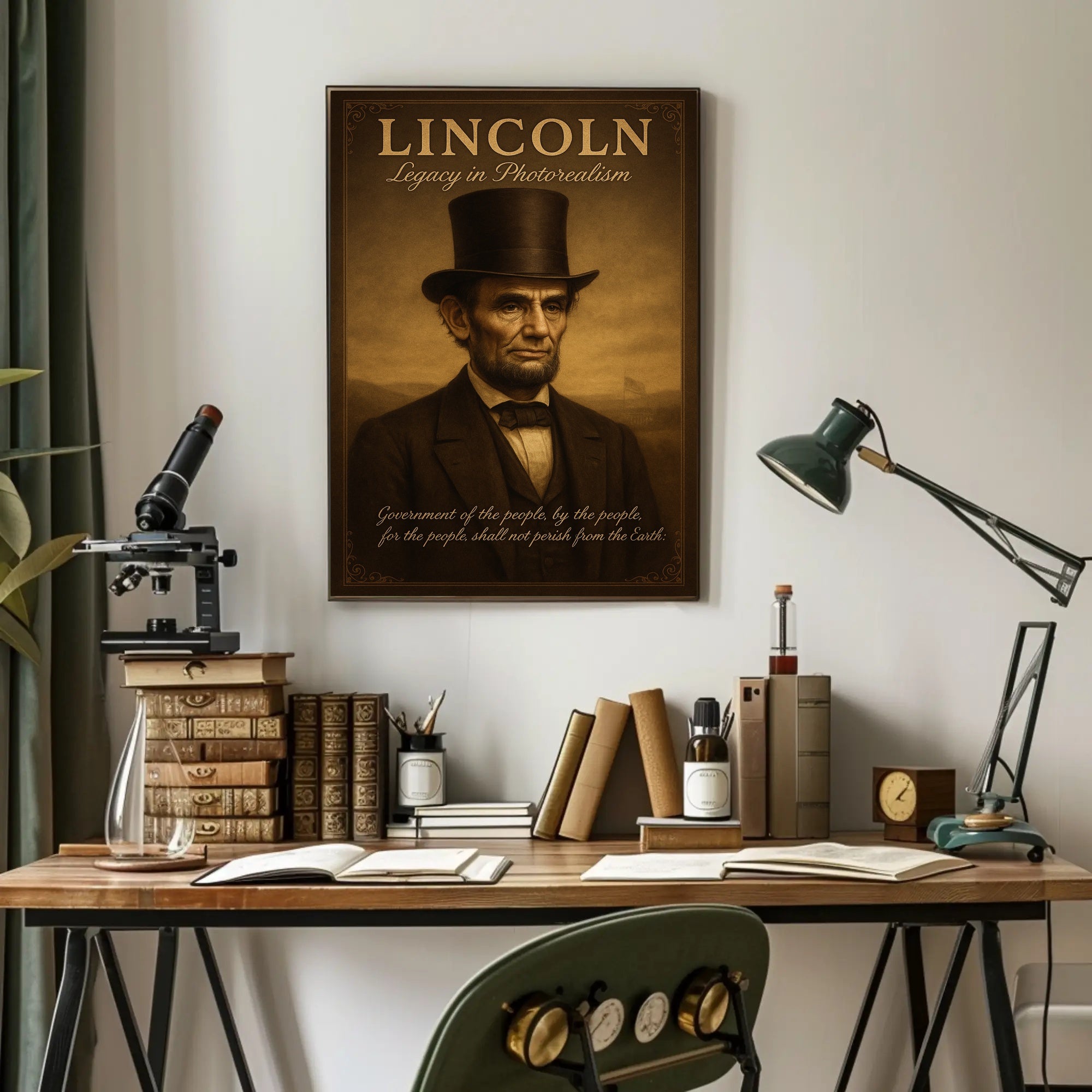 Abraham Lincoln Legacy in Photorealism Poster PosterGoat