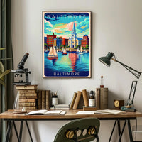 Baltimore Harbor Illustration Poster