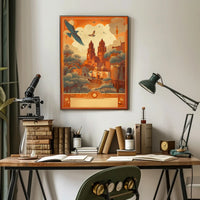 Dreamy Cityscape with Birds Poster