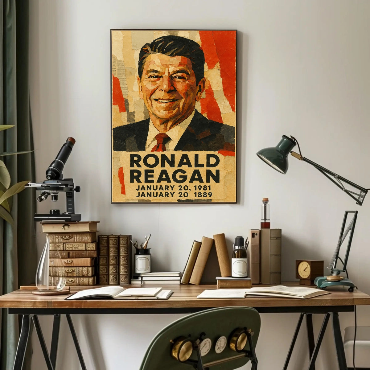 Ronald Reagan 40th President of the United States Layered paper Collage Poster