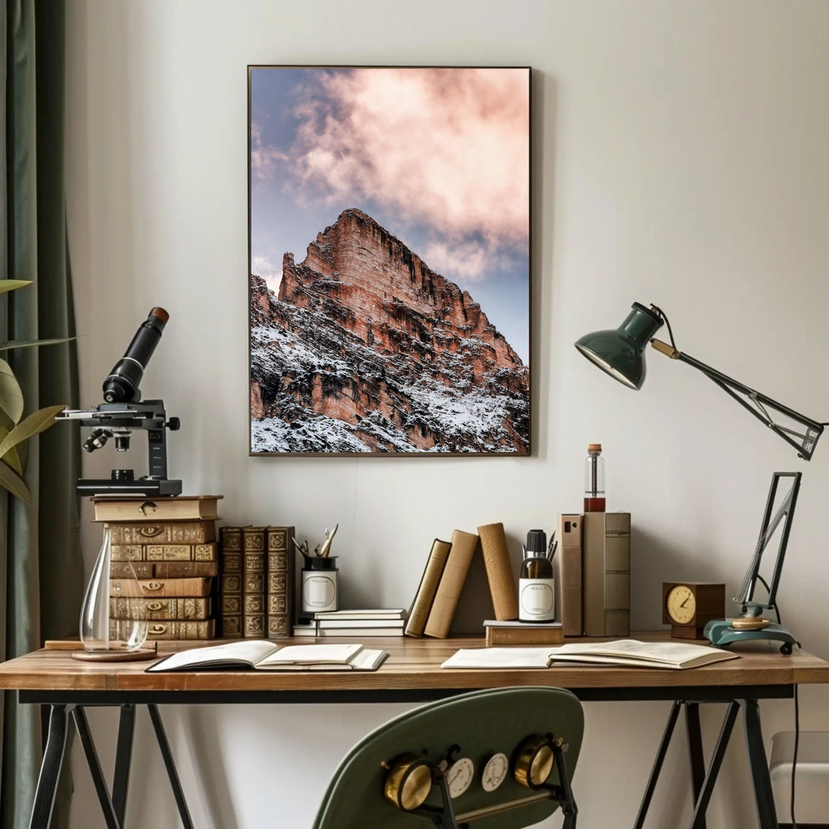 Majestic Snow-Capped Mountain Photorealistic Art Poster