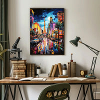 Vibrant Cityscape Nightlife Surreal Parisian Dream Artistic Poster