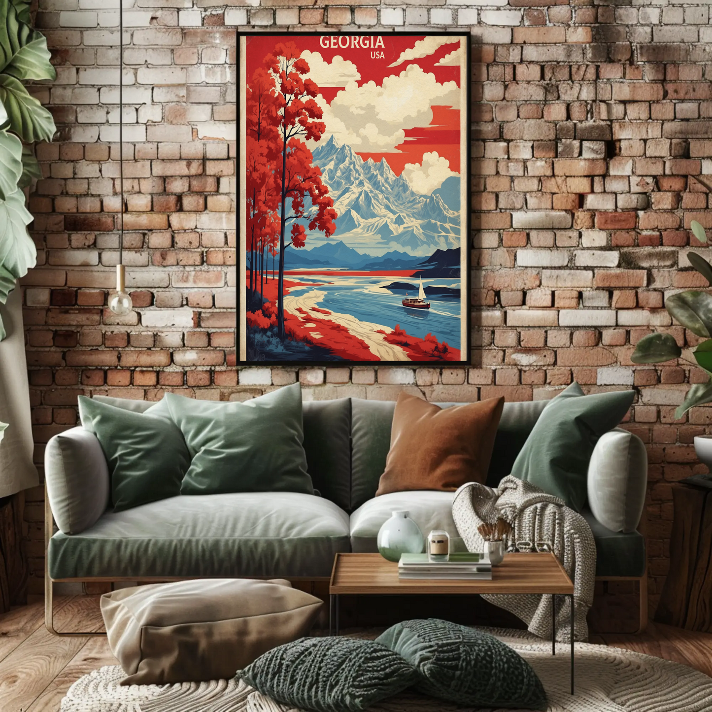 Georgia Scenic River Mountains Vintage Travel Poster