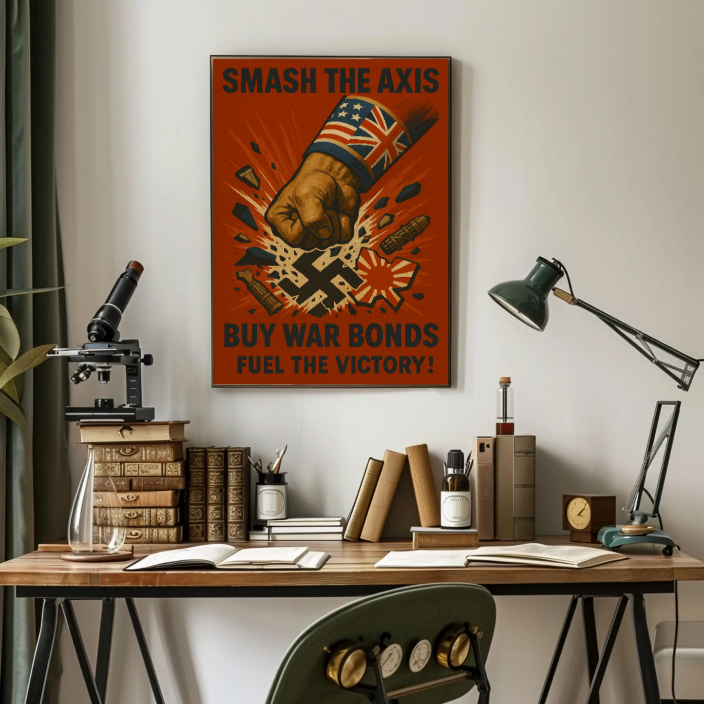 Defeat the Axis, Support the Allies WWII Poster