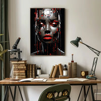 Futuristic Abstract Face Poster: Digital Art Print
