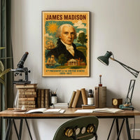 James Madison 4th President of the United States Layered Digital Collage Poster