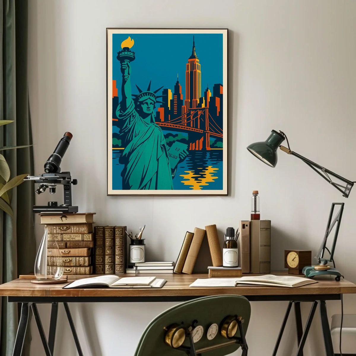 New York City Skyline Poster Retro Wall Art For Home Decor