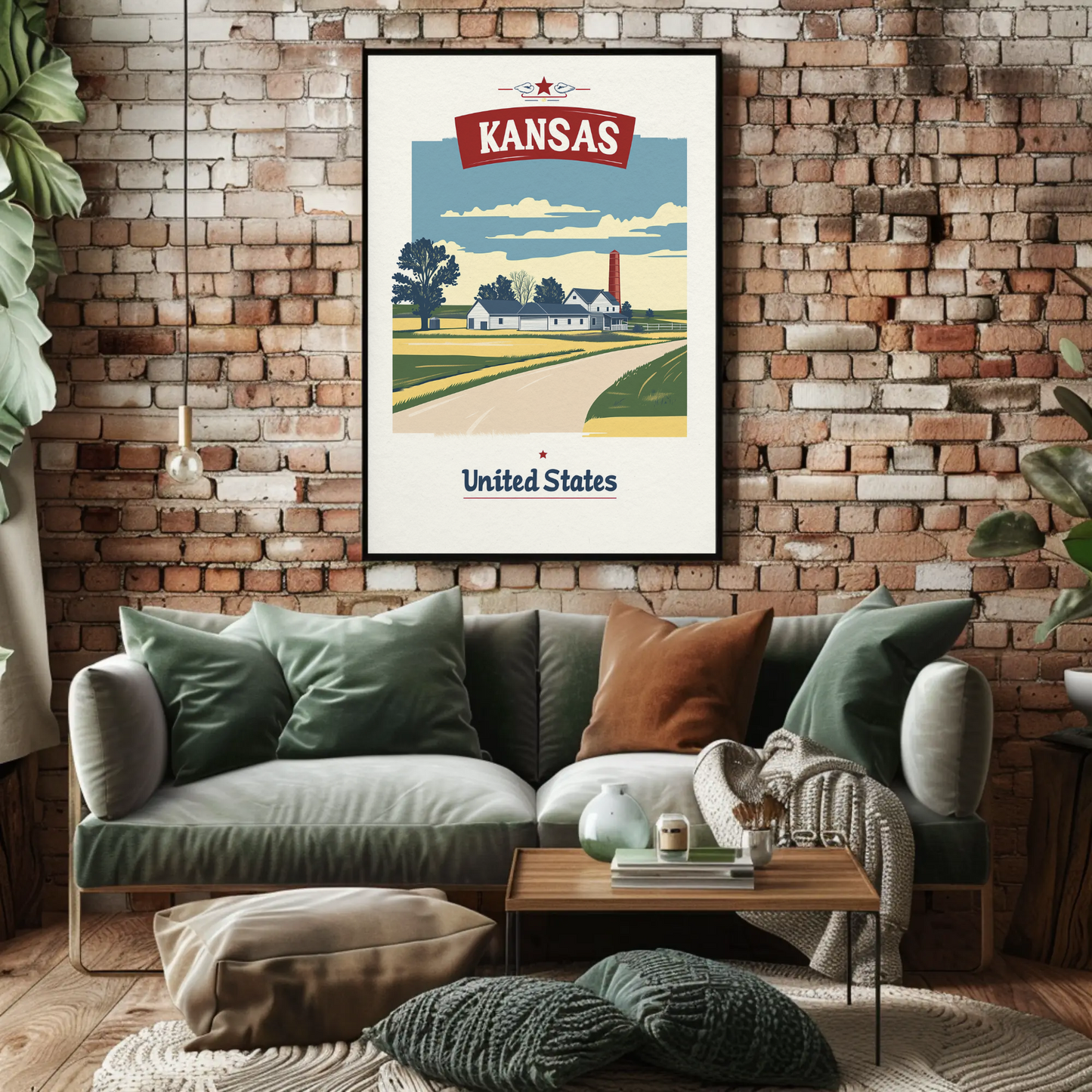 Kansas Country Road Vintage Poster
