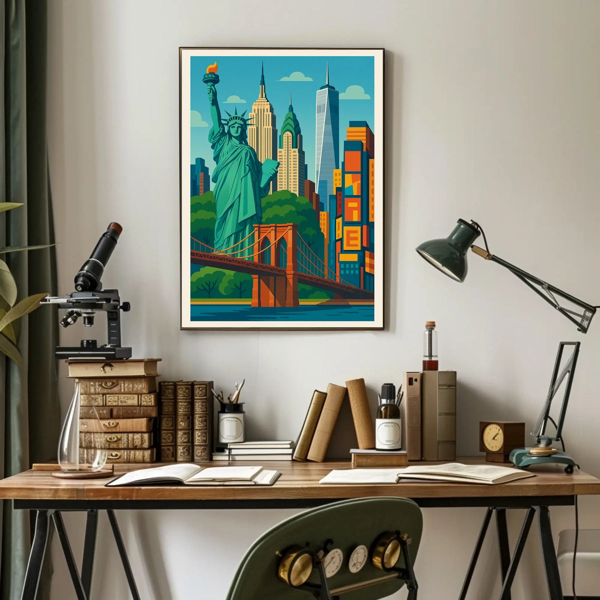 Iconic New York City Poster Vibrant Skyline Urban Decor