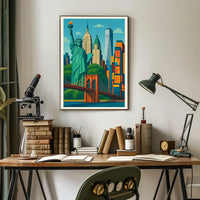Iconic New York City Poster Vibrant Skyline Urban Decor