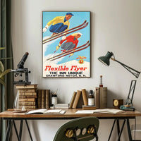 Flexible Flyer Skiing Poster PosterGoat