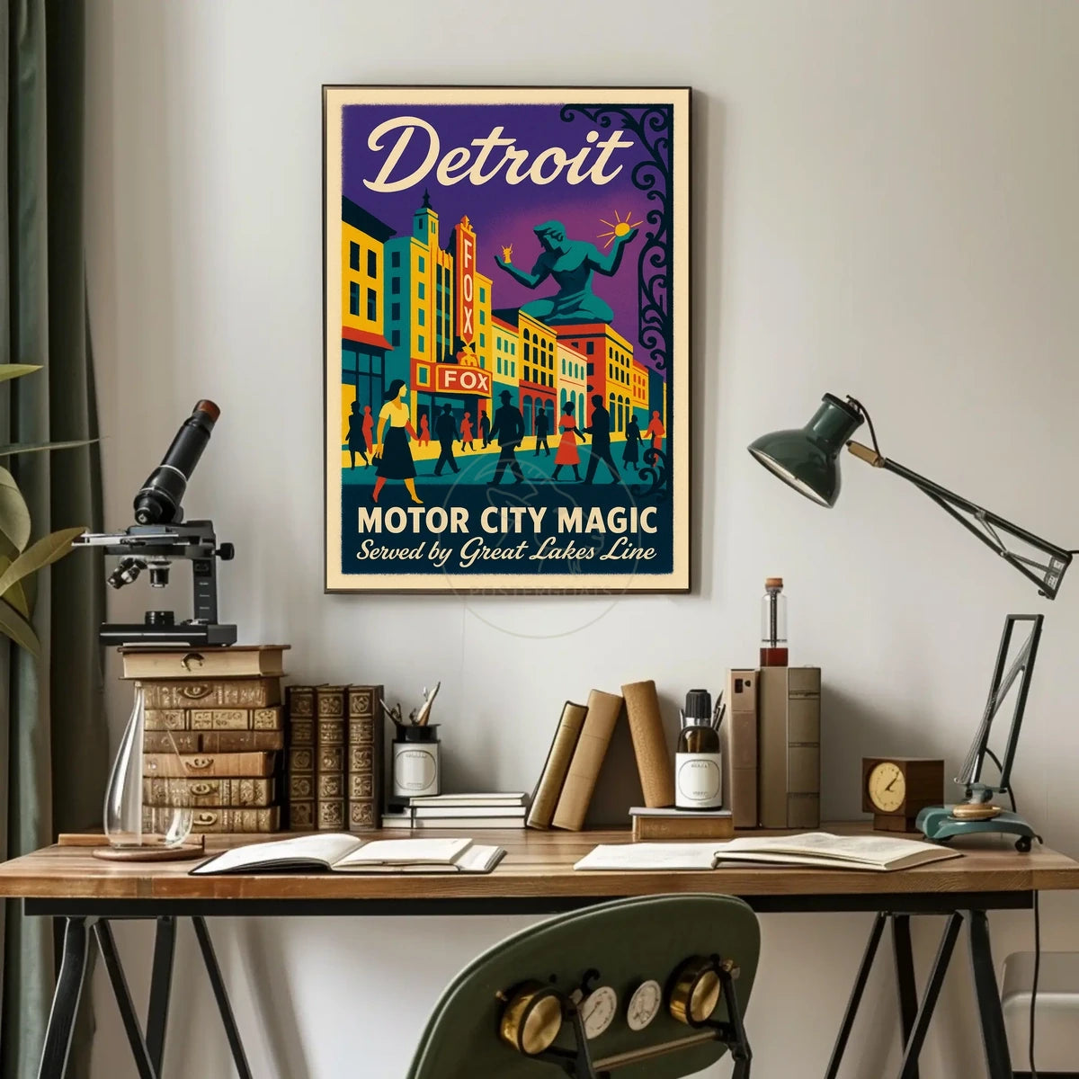 Motor City Magic Retro Urban Cityscape Poster