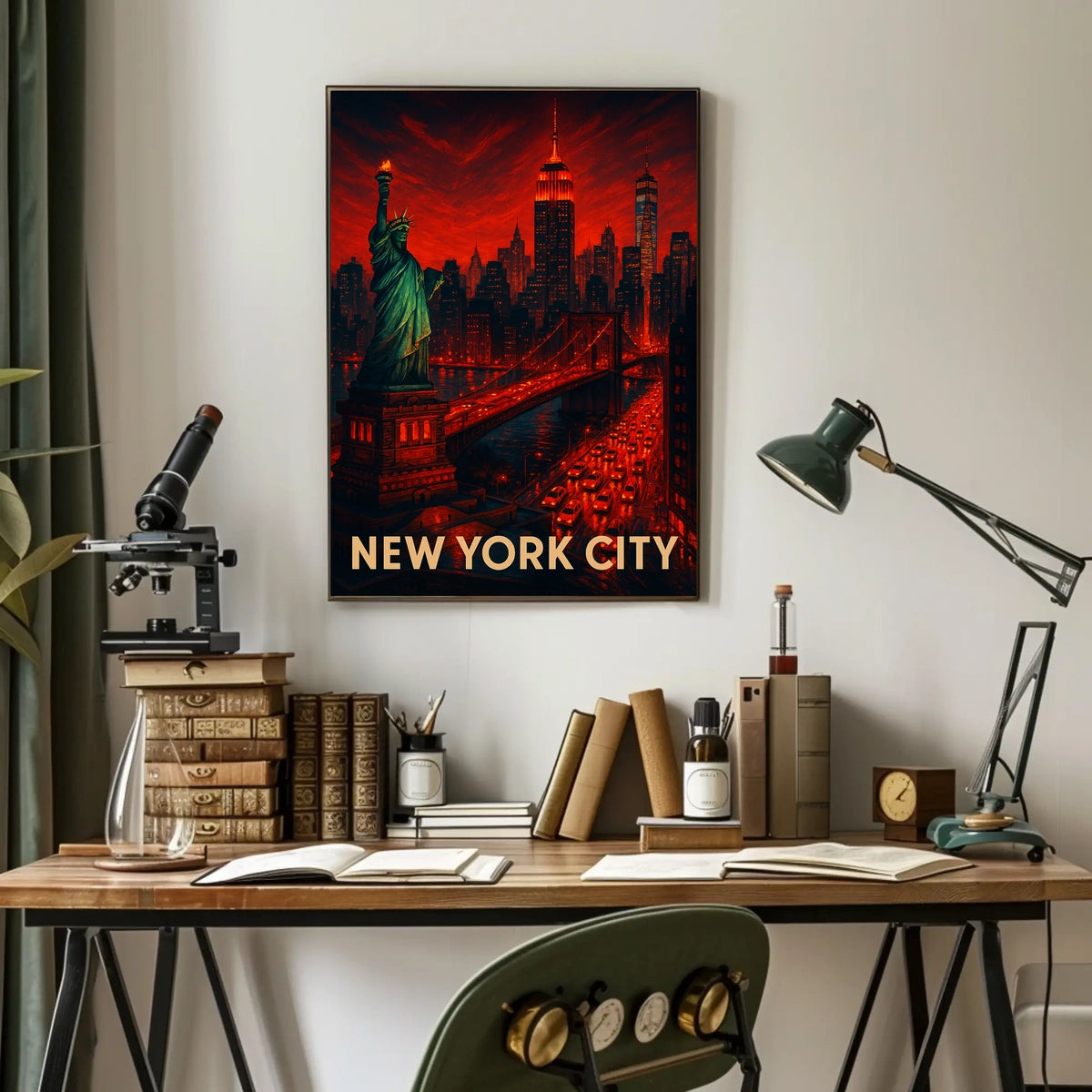 New York City Vibrant Landmarks Poster Modern Wall Art