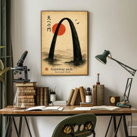 Gateway Arch Japanese-Inspired Sumi-e Artistic Poster