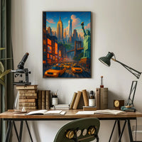 New York City Twilight Scene Poster For Bold Urban Decor