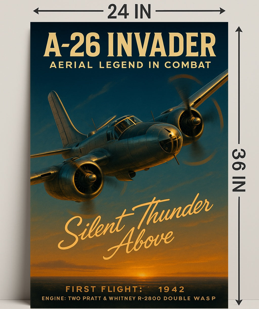 A-26 Invader Vintage Aviation WWII Poster