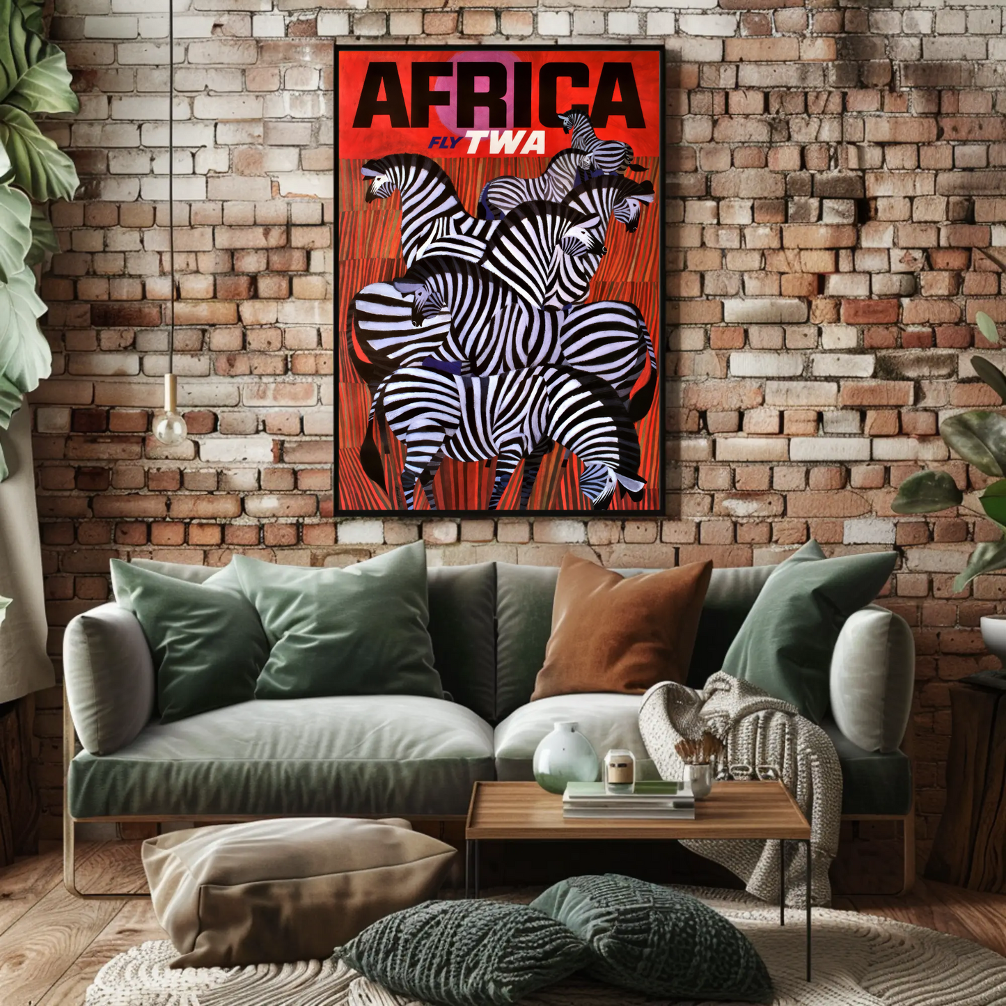 1960s AFrica - Fly TWA Vintage Style Travel Poster