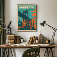 Brooklyn Bridge New York City Poster Vintage Wall Art