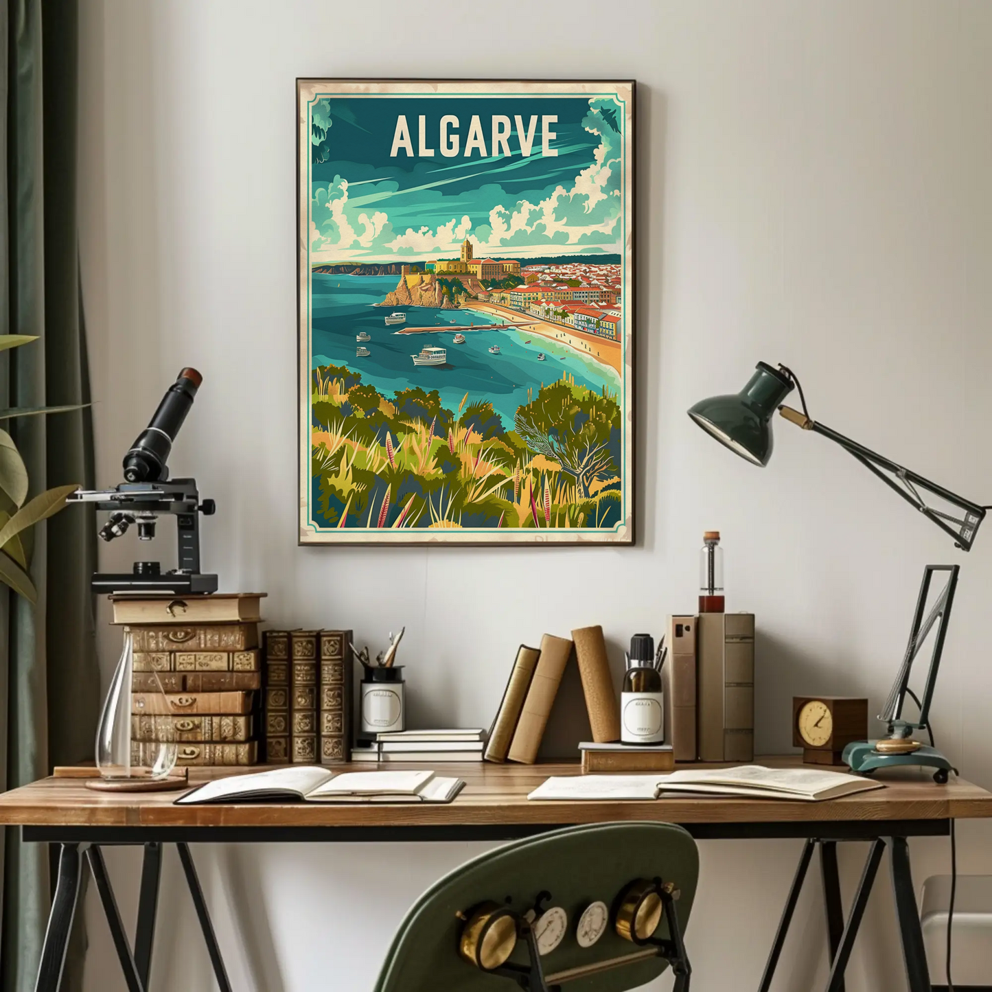 Algarve Portugal Coastal Town Travel Poster