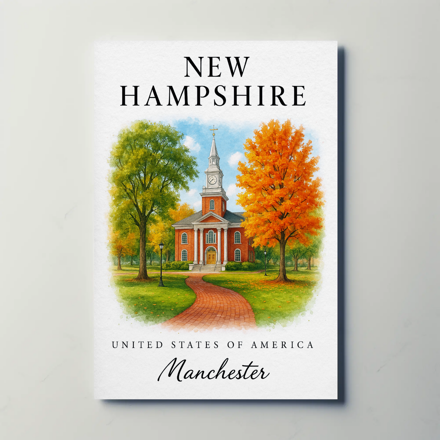 New Hampshire, Manchester Signature Series Vintage Travel Poster
