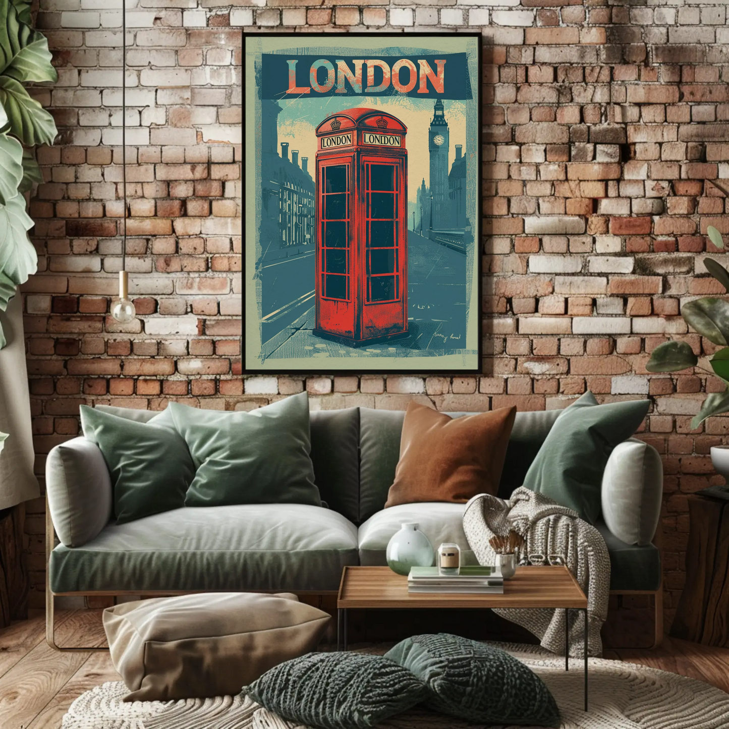 London Vintage Travel Poster - Phone Booth