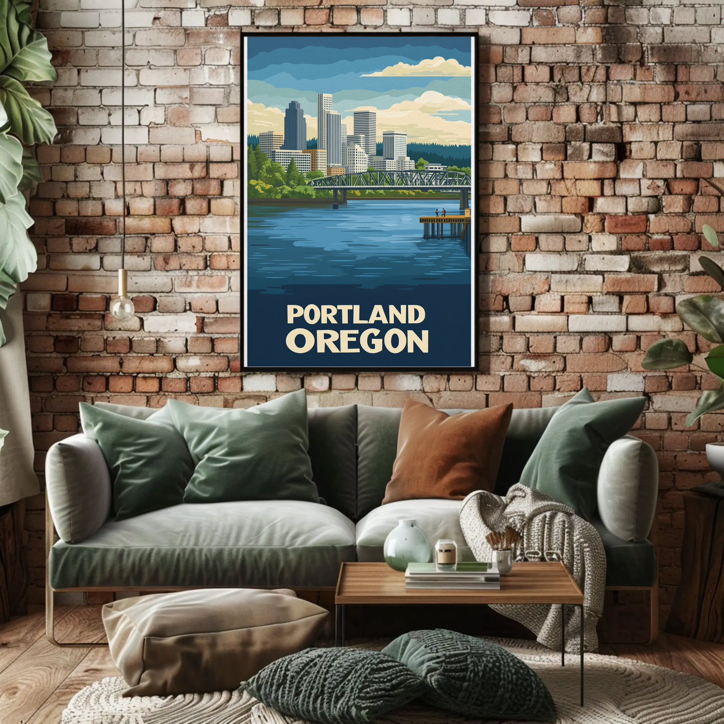 Vintage Travel Poster - Portland Oregon Riverfront