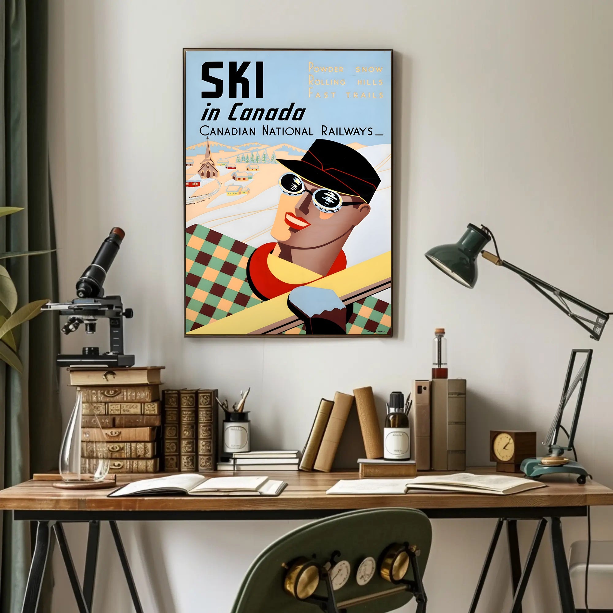 Vintage Canadian Skiing Travel Advertisement Poster PosterGoat