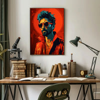 Vibrant Portrait In Red Poster PosterGoat