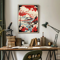 Scenic Kanagawa Japan Vintage Travel Poster