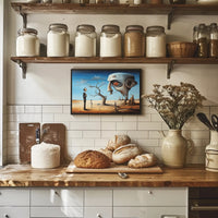 Surreal Dreamscape with Mechanical Head - Artistic Poster