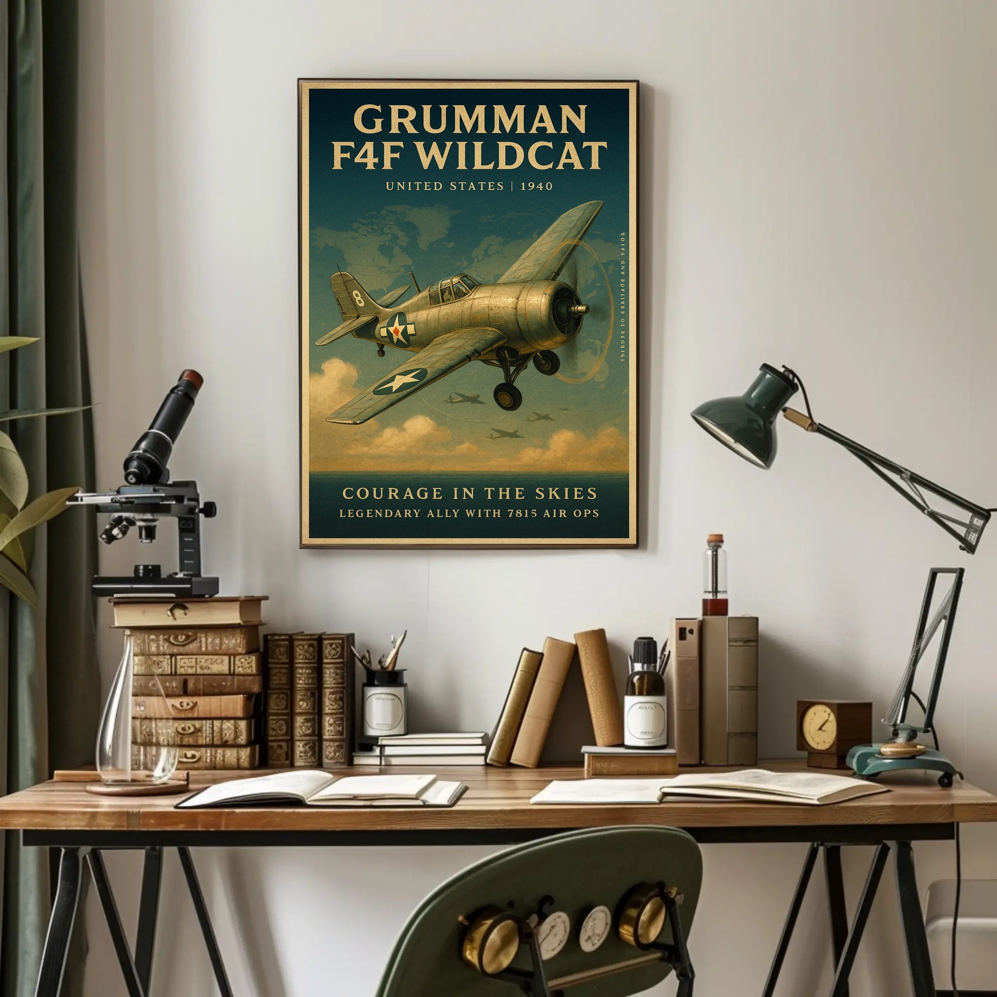 Grumman F4F Wildcat Vintage Aviation Poster Print