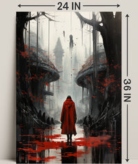 The Red Cloak In A Dystopian Realm Poster