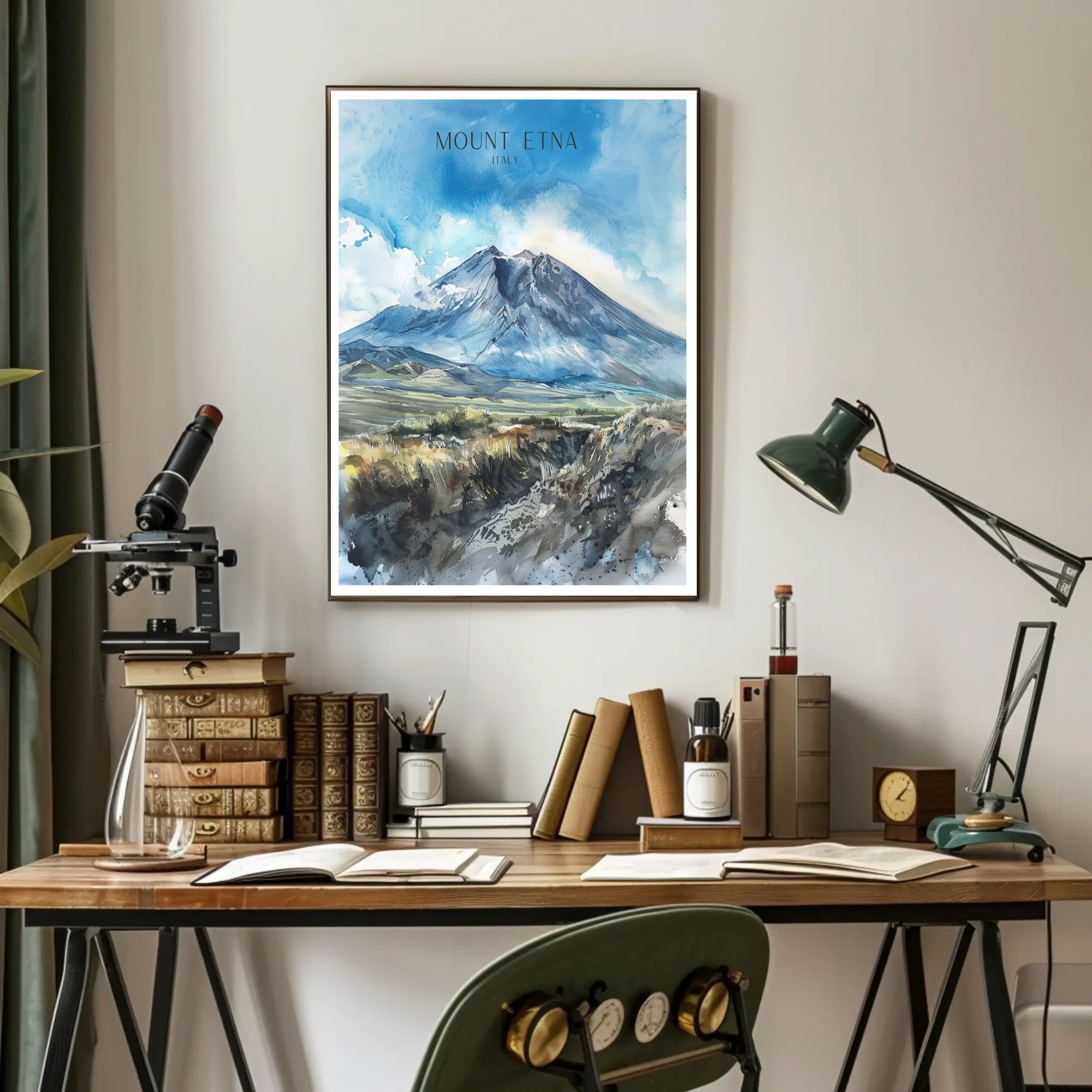Mount Etna Illustration Poster PosterGoat