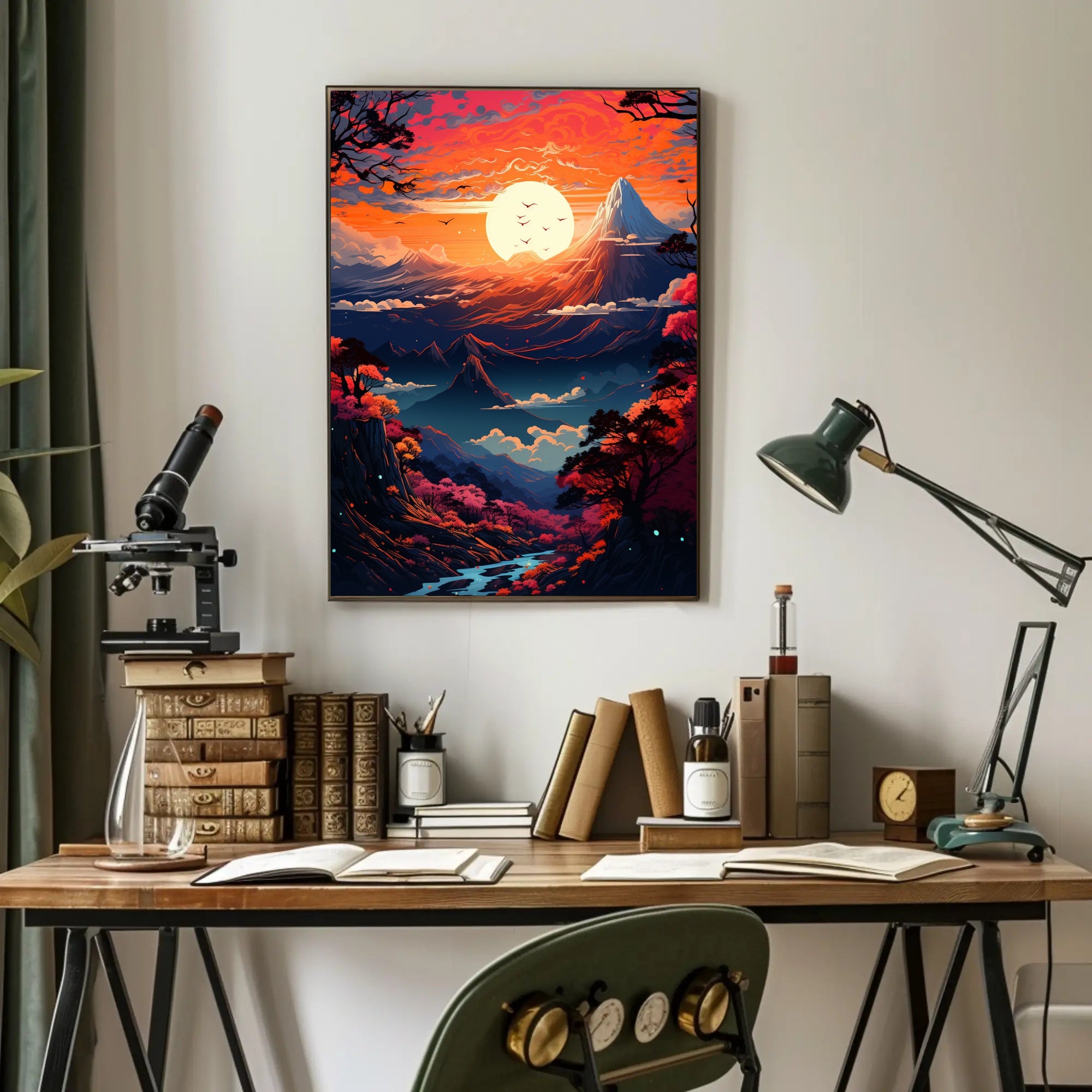 Enchanted Sunset Over Mountains Poster