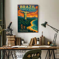 Brazilian Adventures Await: Vibrant Vintage Travel Poster