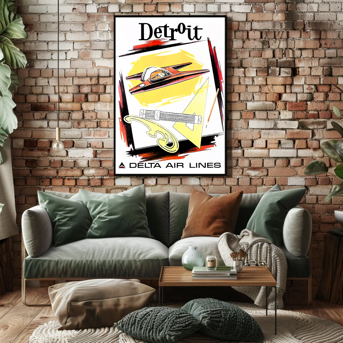 Detroit Air Lines Travel Poster