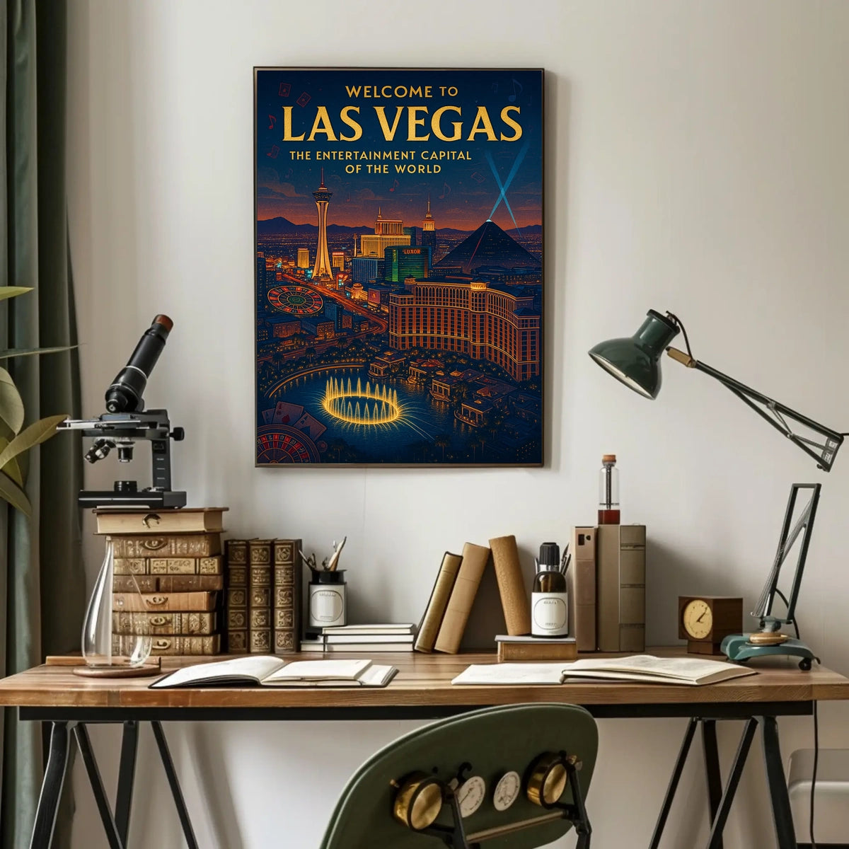 Las Vegas Poster For Home Decor Iconic Skyline Neon Lights