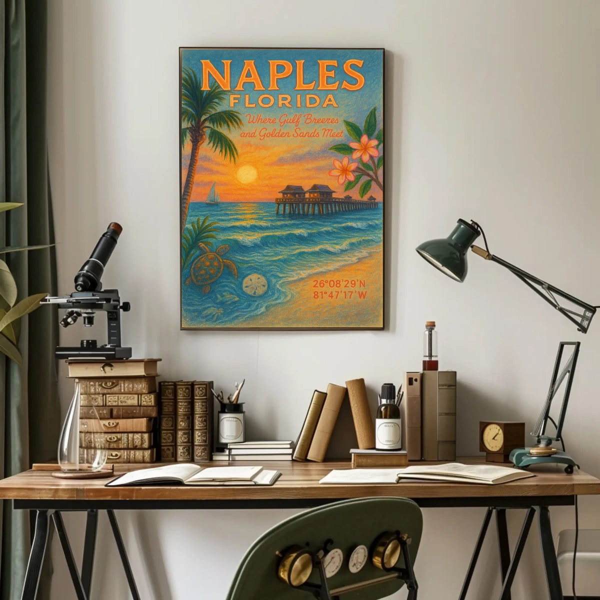 Naples, Florida Where Gulf Breezes and Golden Sands Meet Poster