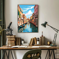 Venice Canal Scene Vibrant Modern Art Poster