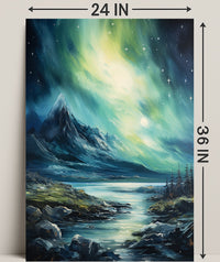 Northern Lights Over Majestic Mountains Poster