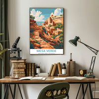 Mesa Verde National Park Vintage Illustration Poster