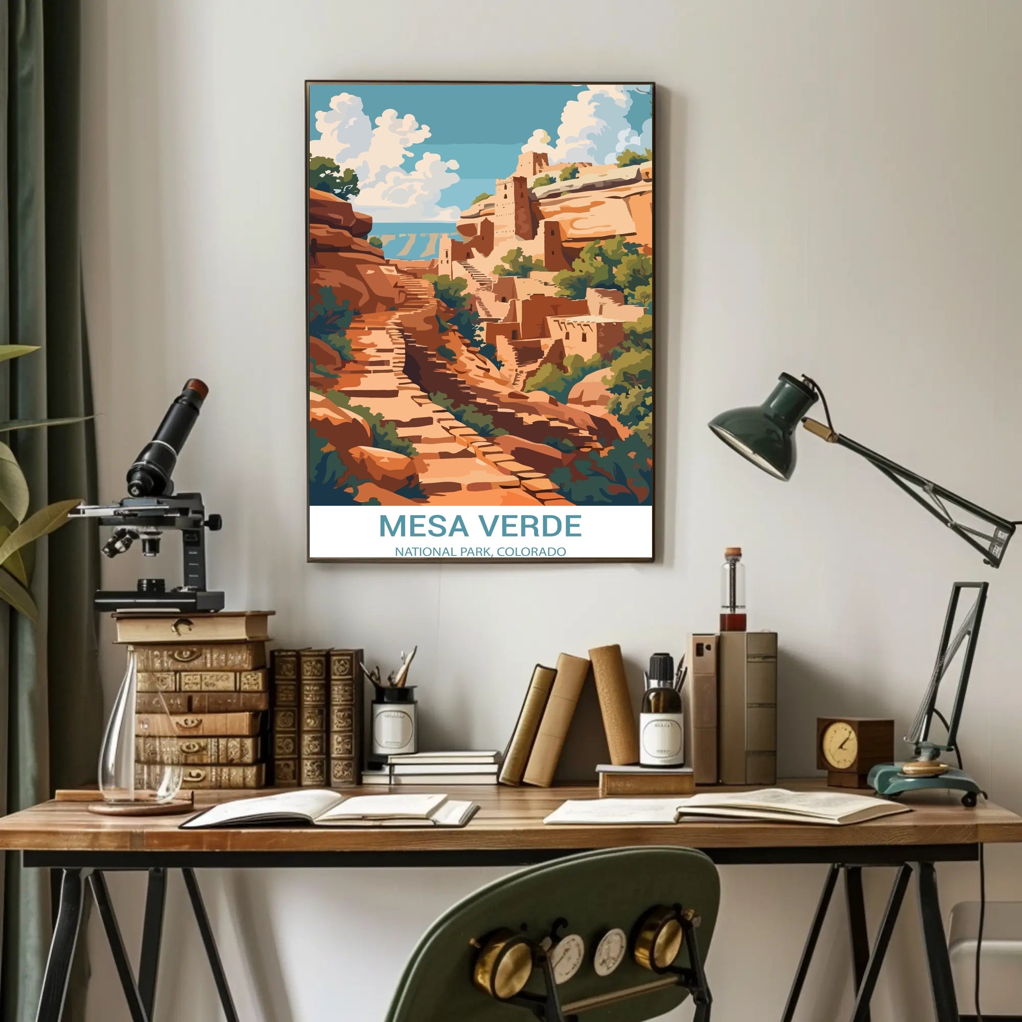 Mesa Verde National Park Vintage Illustration Poster